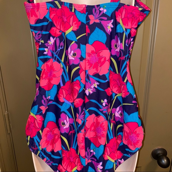 Lands' End One Piece Swim Suit Navy Floral 18W - Picture 5 of 12